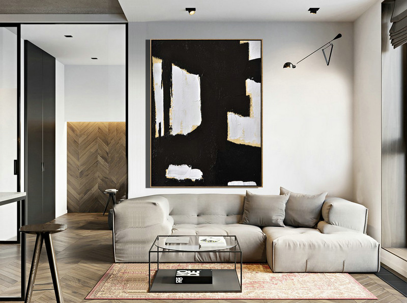Original Artwork Extra Large Abstract Painting,Minimalist Painting On Canvas, Palette Knife Vertical Minimal Art - Modern Paintings On Canvas